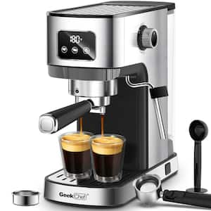 10 Cup Stainless Steel 20 Bar Espresso Machine for Cappuccino, Latte with Temperature Display