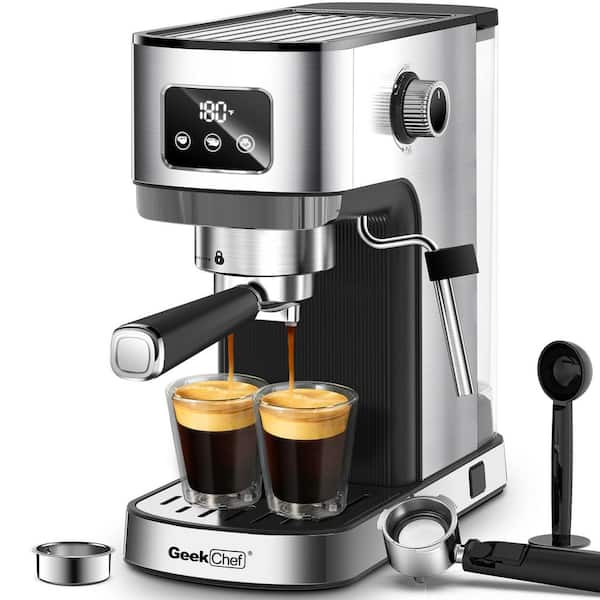 LORDEAR 10 Cup Stainless Steel 20 Bar Espresso Machine for Cappuccino, Latte with Temperature Display
