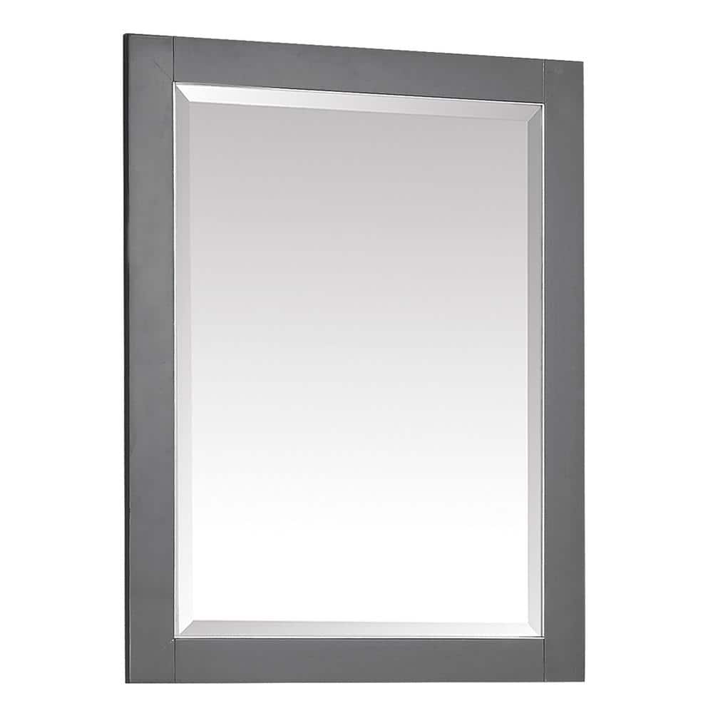 Twilight Gray Solid Birch 32" x 24" Rectangular Vanity Mirror with Matte Gold Trim