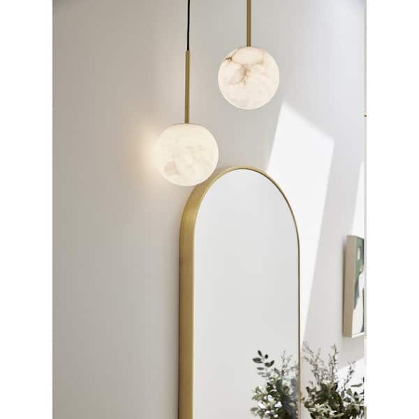 Beacon Lighting Lucent 1-Light 4 in. Pendant Light in Brass/Alabaster