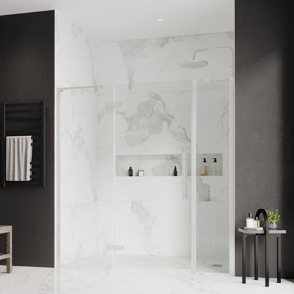 OVE Decors Tampa 64 1/16 in. W x 72 in. H Pivot Frameless Shower Door in SN  828796055123 - The Home Depot