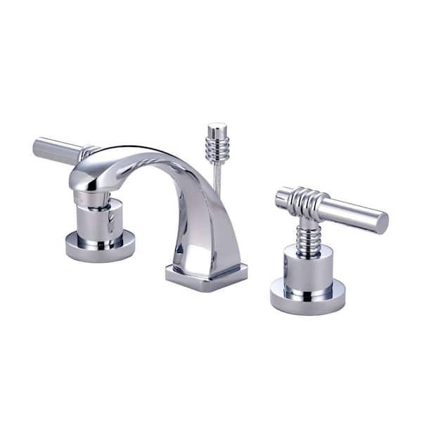 Kingston Brass Claremont 2-Handle 8 in. Widespread Bathroom Faucets with Brass Pop-Up in Polished Chrome