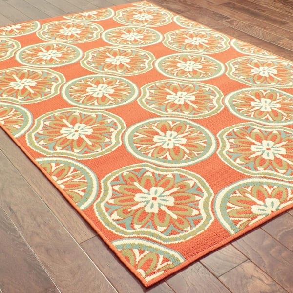 Trinidad Orange 8 ft. x 11 ft. Indoor/Outdoor Patio Area Rug
