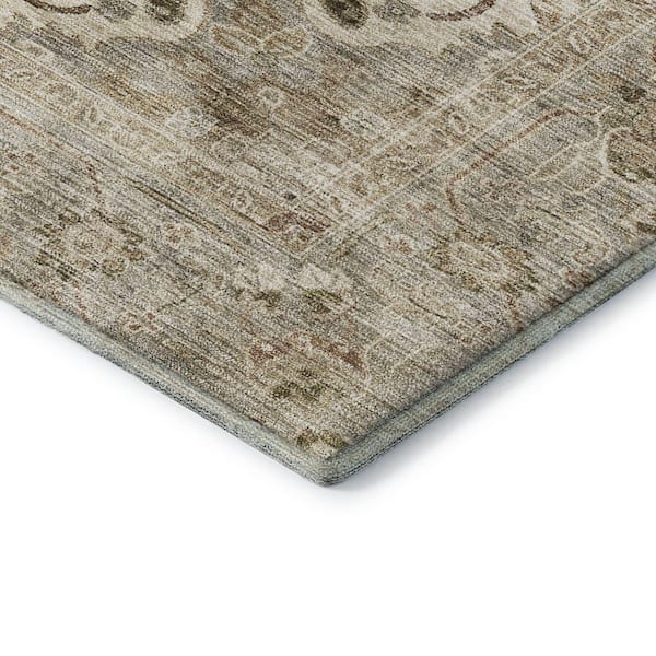 Mayfield Premium Machine Washable Abstract AMF2164 Beige 8 ft. x 8 ft. Round Rug
