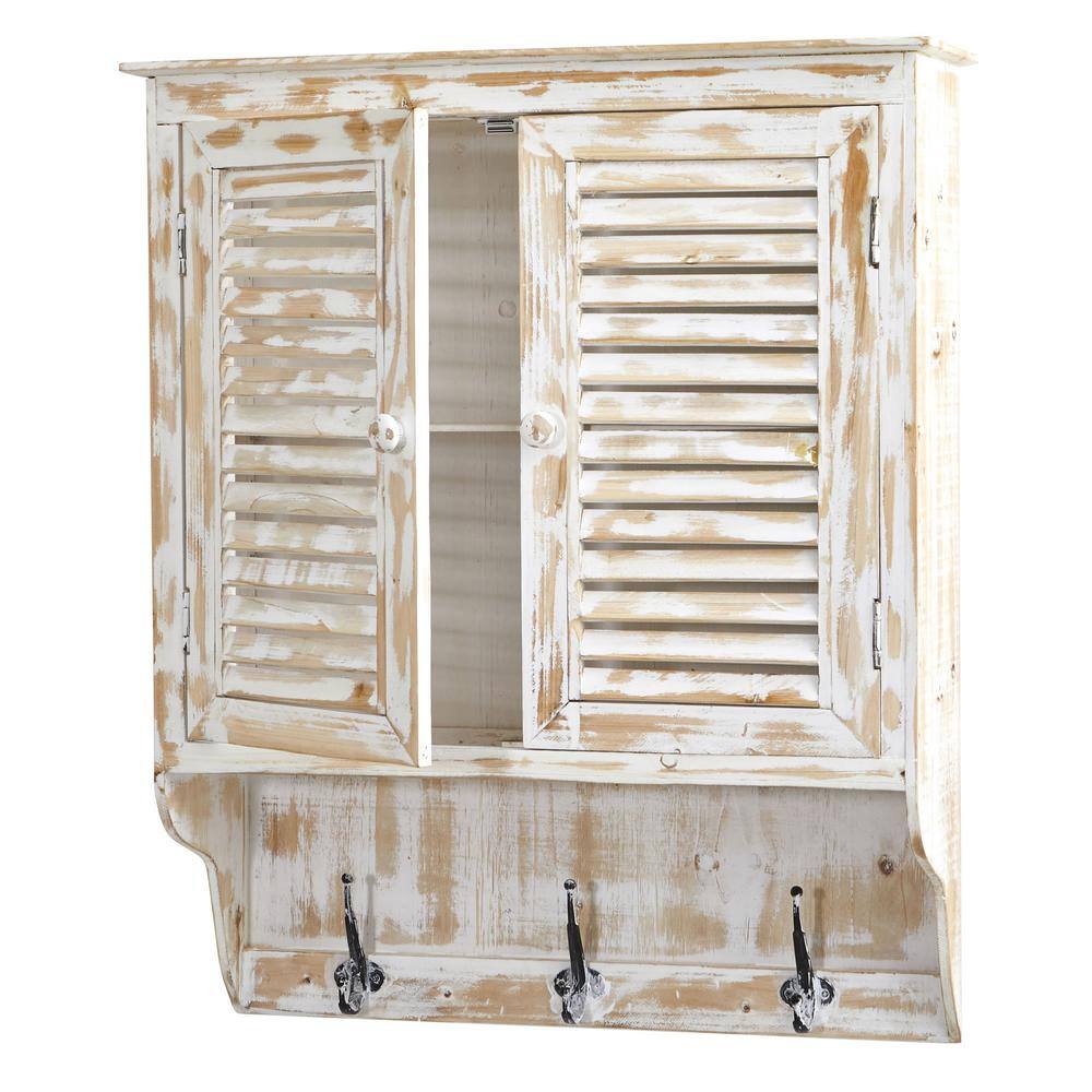 32" White Washed Weathered Wall Mounted Medicine Cabinet