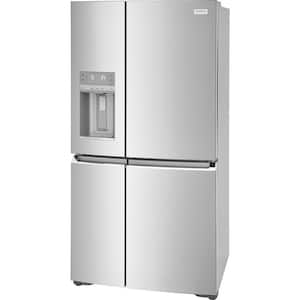 36 in. Wide 21.5 cu. ft. Counter-Depth 4-Door Refrigerator in Stainless Steel