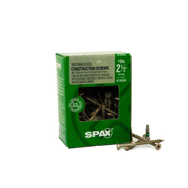 SPAX #10x2-1/2 in. Exterior Flat Head Stainless Steel Wood Deck Screws Construction TorxT-Star Plus(83 Each)1 LB Bit Included