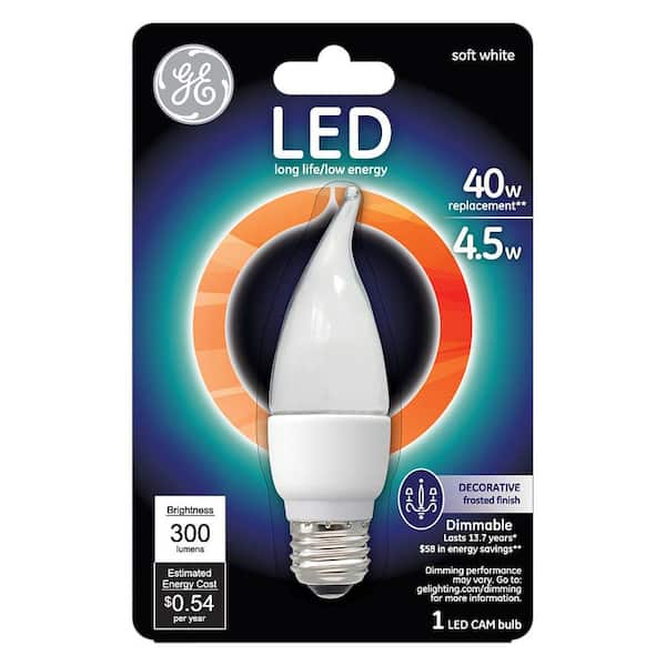 GE 40W Equivalent Soft White (2700K) CAM Frost Dimmable LED Light Bulb