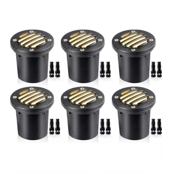 3.15 in. 12W Low Voltage LED Well Lights Grated Top Waterproof In-Ground Outdoor Lighting for Garden Pathway Deck 6 Pack