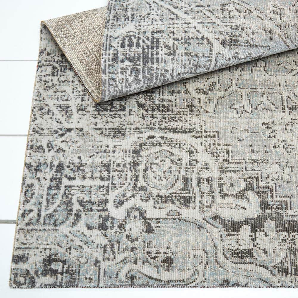 Sofia Fleur Gray Medallion Indoor/Outdoor Area Rug