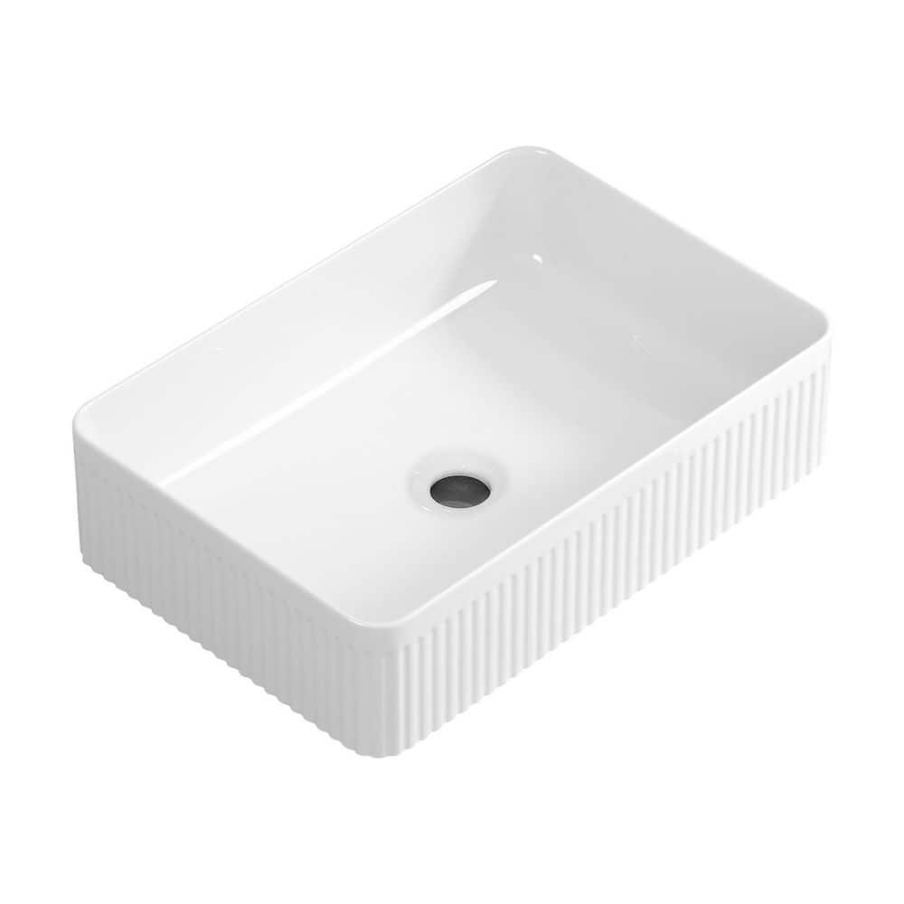 19.69 in. Vessel Bathroom Sink 13.39 in White Ceramic with Overflow and Drain durable construction price history on PriceWatchPro