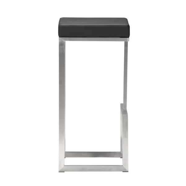 HomeRoots 29.9 in. Black Backless Metal Bar Chair with Upholstery Seat Set of 2