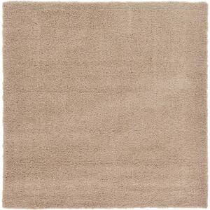 Solid Shag Taupe 8 ft. Square Area Rug