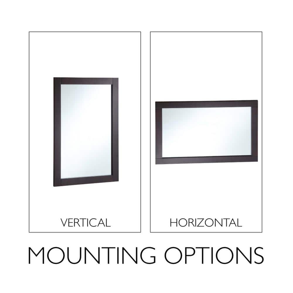 Shorewood Espresso Wood Framed Rectangular Wall Mirror 30x20