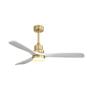 Light Pro 52 in. Indoor Gold Ceiling Fan with Dimmable Led Light,6 Speed,Remote Control,3 Wood Blade,Reversible DC Motor