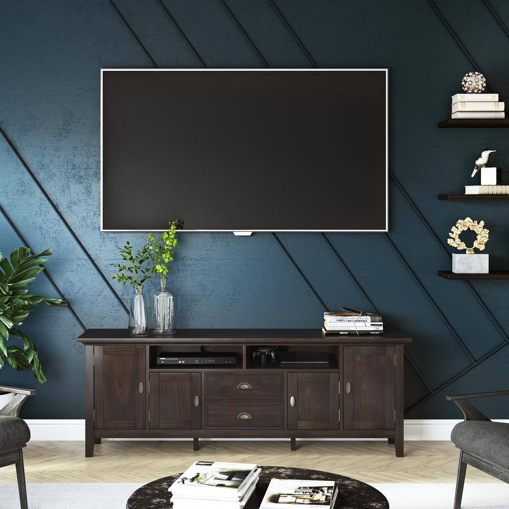 Redmond Transitional Solid Wood 72" TV Stand in Brunette Brown