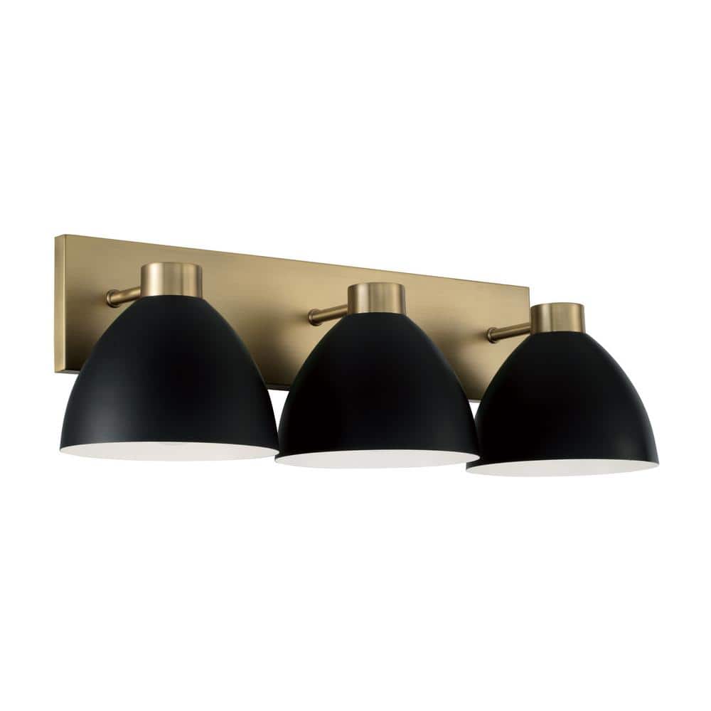 25.25 in. W x 8 in. H 3-Light Vanity Light in Aged Brass and Black price history on PriceWatchPro