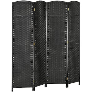 5.6 ft. Tall 4-Panel Folding Room Divider Privacy Screen in Black