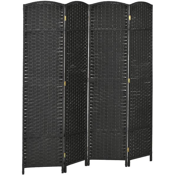 HOMCOM 5.6 ft. Tall 4-Panel Folding Room Divider Privacy Screen in Black