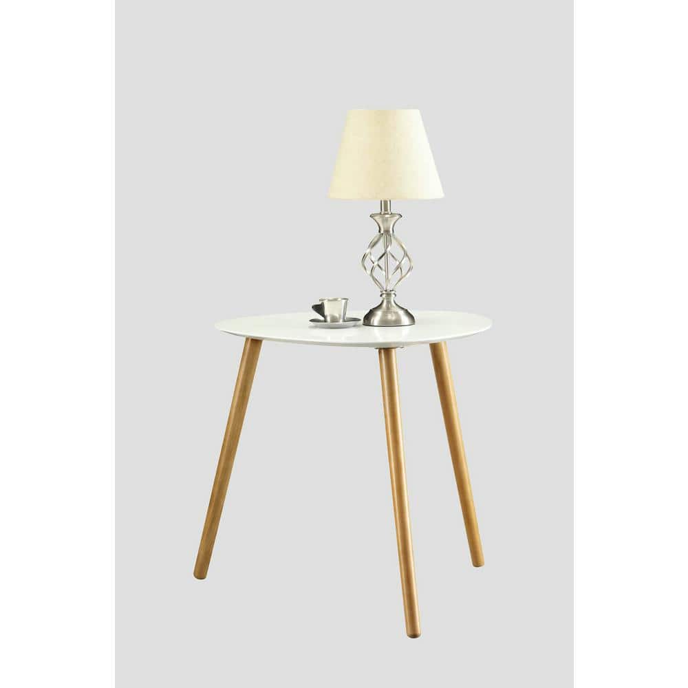 Oslo 24" White Wood and Metal End Table
