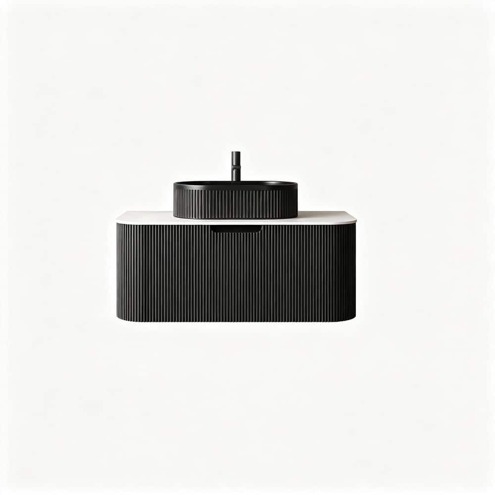36 in. Floating Black Bath Vanity with Black Ceramic Top price history on PriceWatchPro