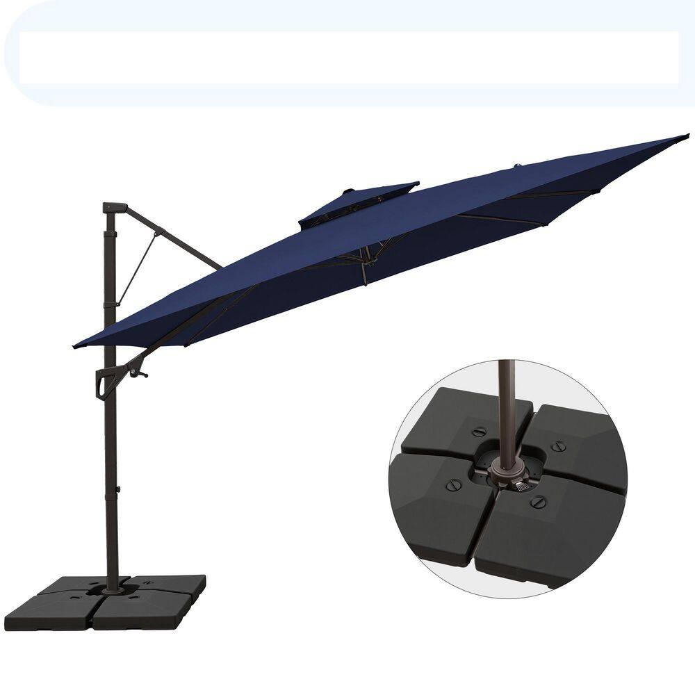 9 ft Square Aluminum Cantilever Patio Umbrella with Base, 360° Rotation, Tilt and Protective Cover in Navy price history on PriceWatchPro