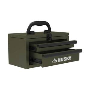 Husky 10 in. Cadet Gray Metal Mini Portable Tool Box with 2