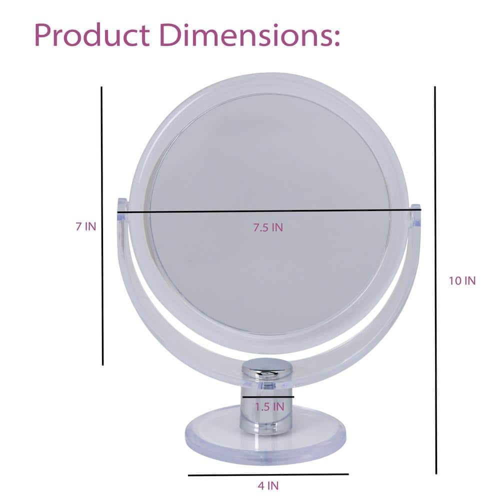 Dual Sided 10X Magnification Clear Vanity Mirror with Rubberized Finish