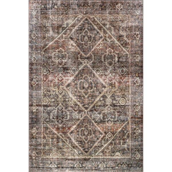 nuLOOM Zofia Vintage Persian Machine Washable Multicolor 8 ft. x 10 ft. Traditional Area Rug