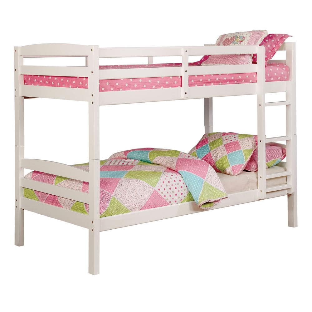 Eva White Double Bunk Bed ADBK634WHTF The Home Depot