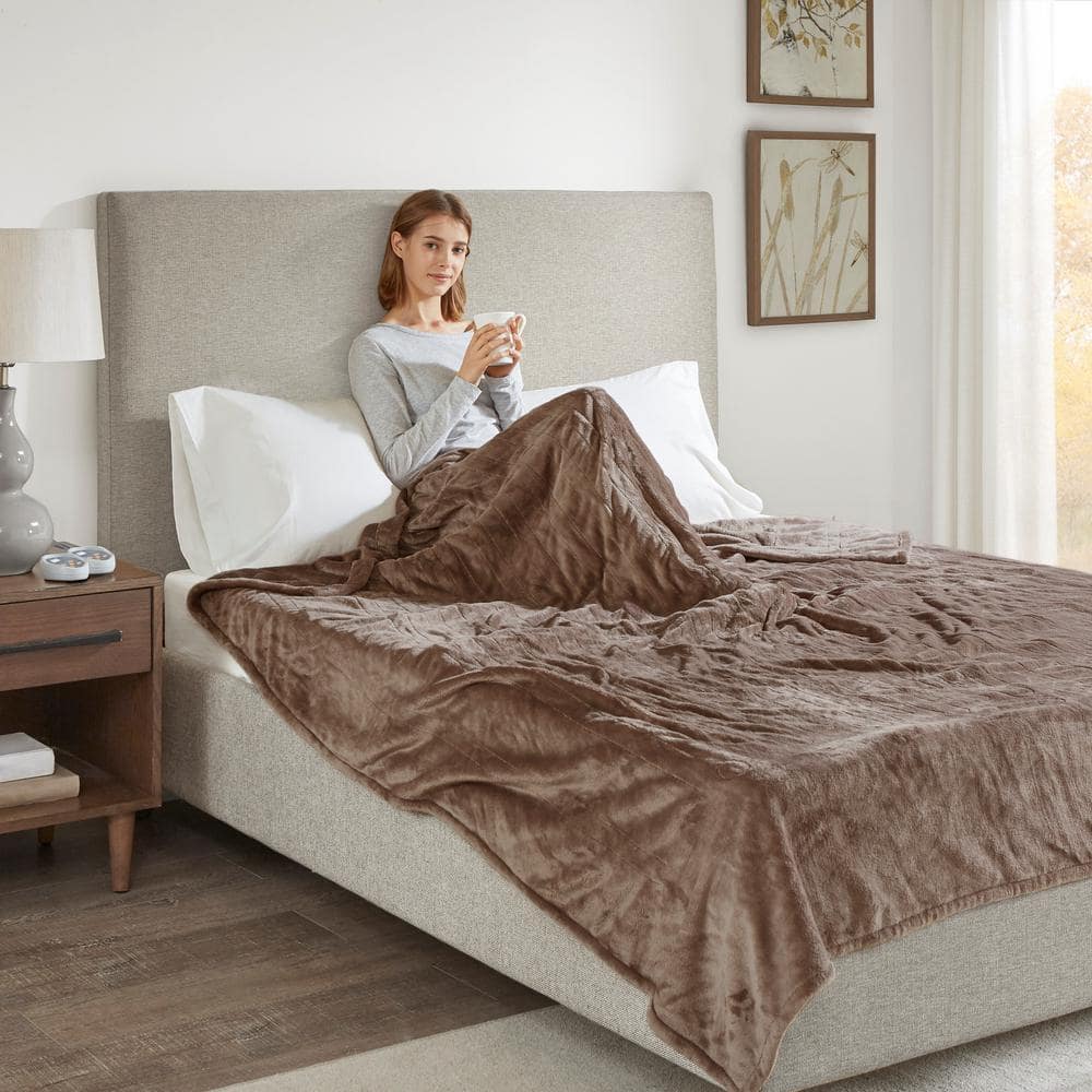 Queen Mink Plush Heated Blanket with Dual Controllers