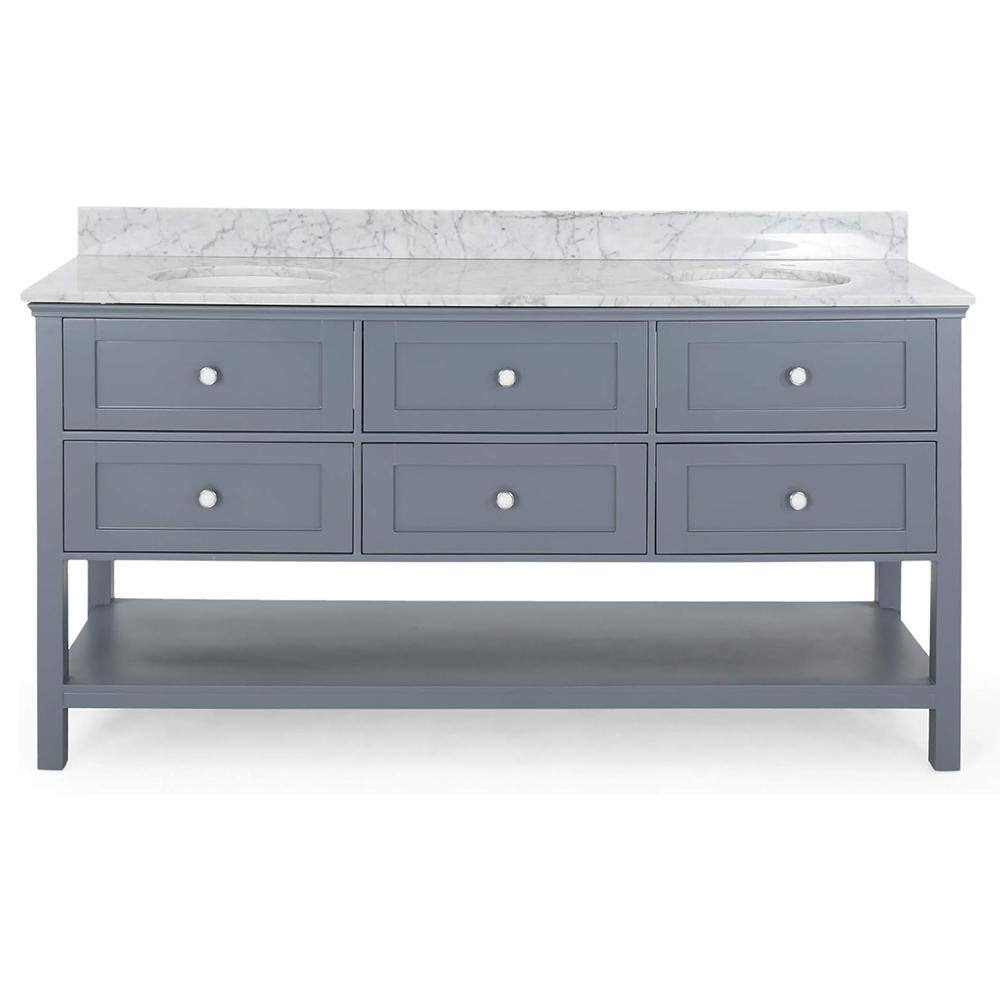 73 in. W x 22 in. D x 40 in. H Double Sink Freestanding Bath Vanity in Grey