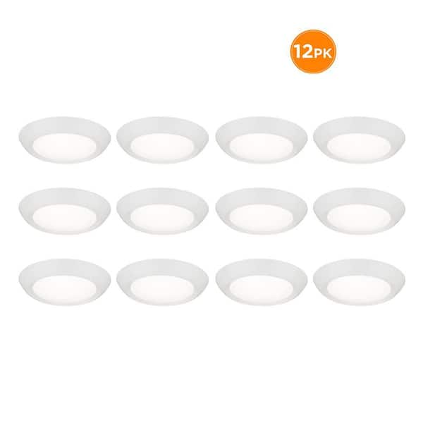 12-Pack 6 in. LED Surface Mount Downlight Flush Mount Disk Light Fixture, 600-900-1200LM, Selectable CCT 2700K-5000K