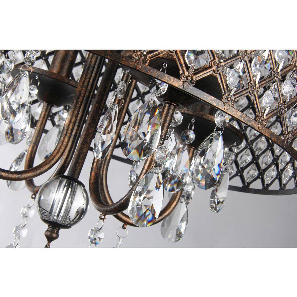 Antique Copper 61" Crystal Drum Shade Candle Chandelier
