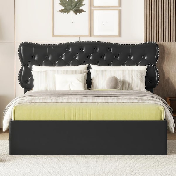 Wood trimmed deals upholstered headboard