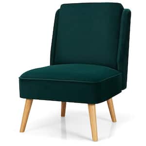 Green Velvet Accent Chair Single Sofa Chair Leisure Chair with Wood Frame