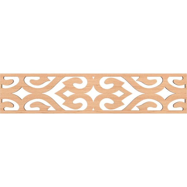 Ekena Millwork Keene Fretwork 0.375 in. D x 46.75 in. W x 10 in. L Hickory Wood Panel Moulding
