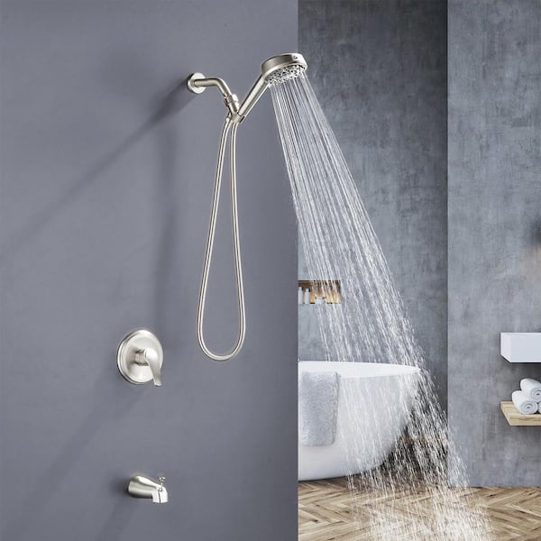 Ami Single Handle 7-Spray Tub and Shower Faucet 1.8 GPM with Spout in. Brushed Nickel (Pressure Balance Valve Included)