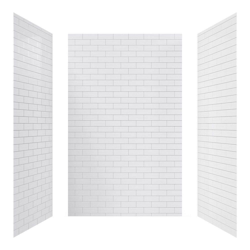 60 in. L x 36 in. D x 96 in. H Three Piece glue up Composite Alcove Shower Wall Set in White price history on PriceWatchPro