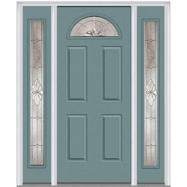 MMI Door 60 in. x 80 in. Heirloom Master Left-Hand Inswing 1/4-Lite Decorative Painted Steel Prehung Front Door with Sidelites