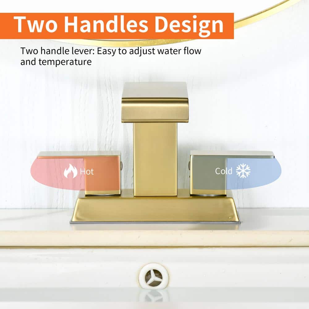 Brushed Gold Stainless Steel Double Handle Bathroom Faucet