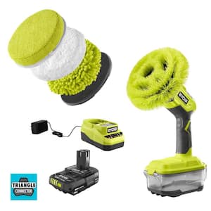 ONE+ 18V Cordless Compact Power Scrubber Kit with 2.0 Ah Battery, Charger, and 6 in. 4-Piece Microfiber Cleaning Kit