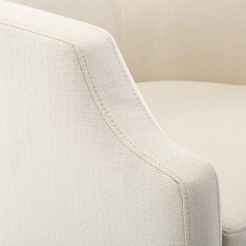 Infinity White Linen Swivel Barrel Chair with Clip Arm Design
