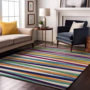 Mayfield Premium Machine Washable Abstract AMF997 White 8 ft. x 10 ft. Area Rug