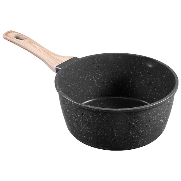 2.5 QT Saucepan Nonstick Saucepan with Tempered Glass Lid Black