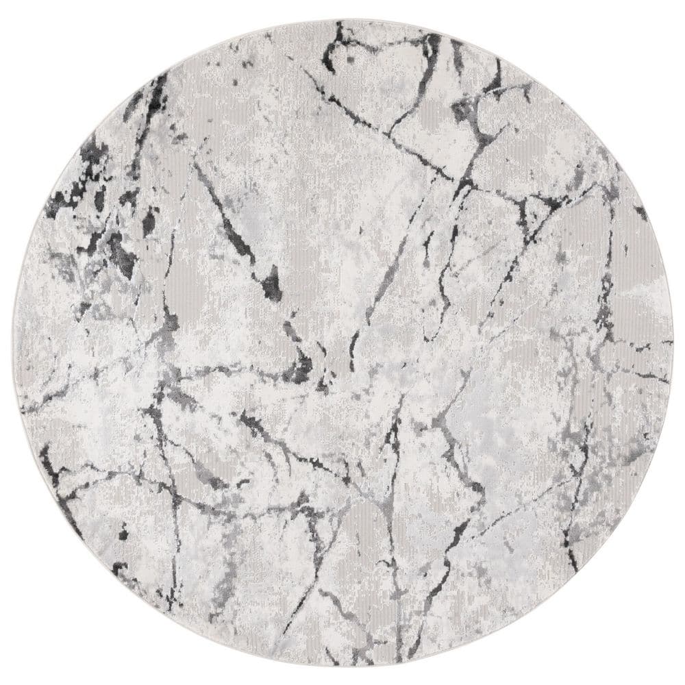 Hanna 7 ft. x 7 ft. Gray/Ivory Dark Gray Abstract Marble Round Area Rug price history on PriceWatchPro