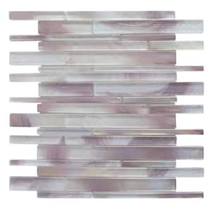 Aurora Purple 11.82 in. x 12.76 in. Interlocking Glossy Glass Mosaic Tile (10.5 sq. ft./Case)