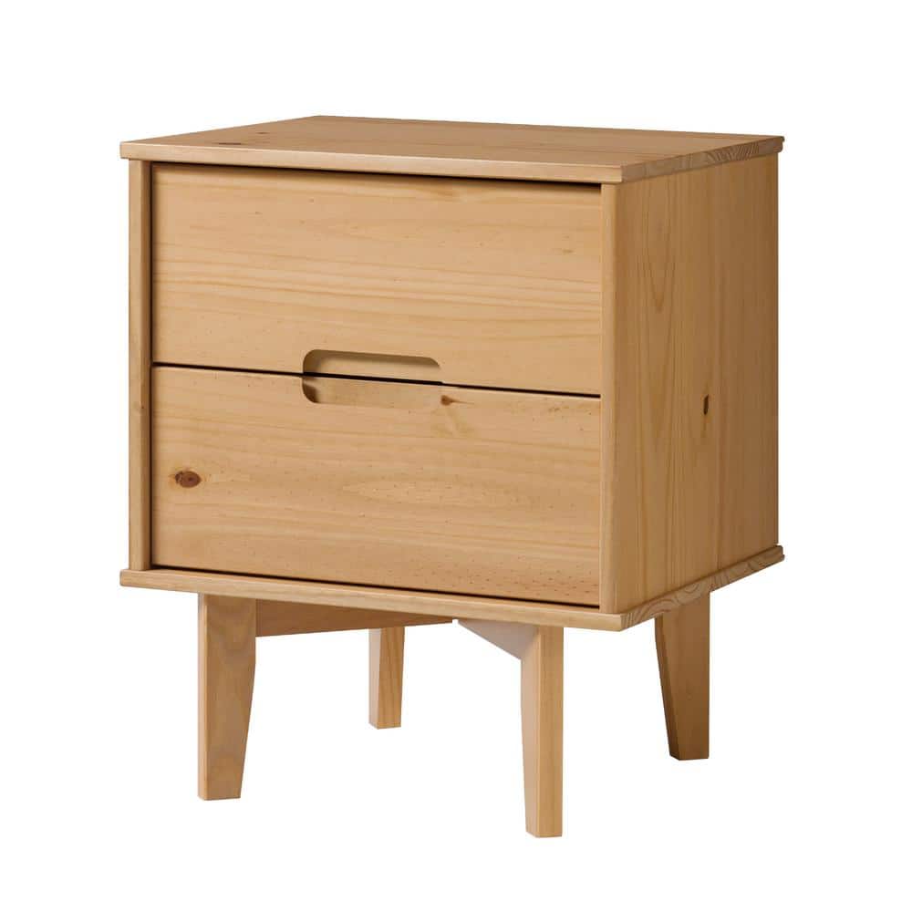 Sloane 2-Drawer Natural Pine Mid-Century Modern Solid Wood Nightstand - thumbnail 9