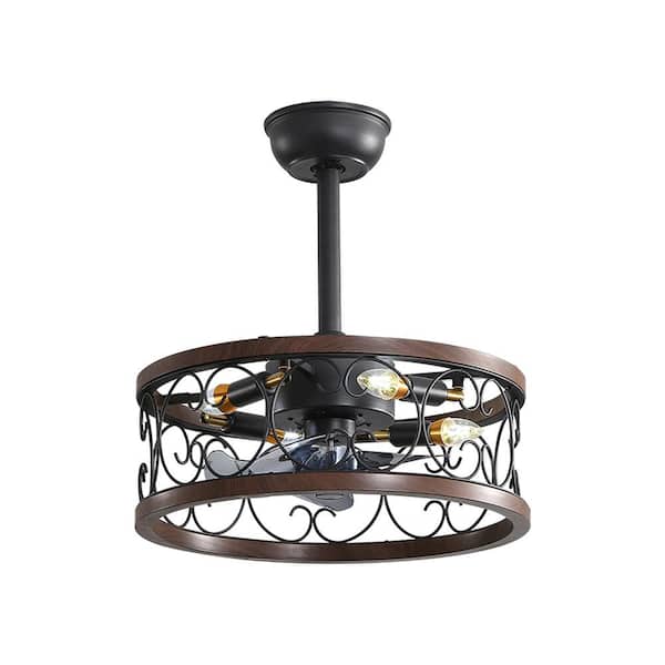 Staykiwi 18 in. Indoor Brown Caged Ceiling Fan with Integrated LED with Remote Included (No Warranty On Bulbs)