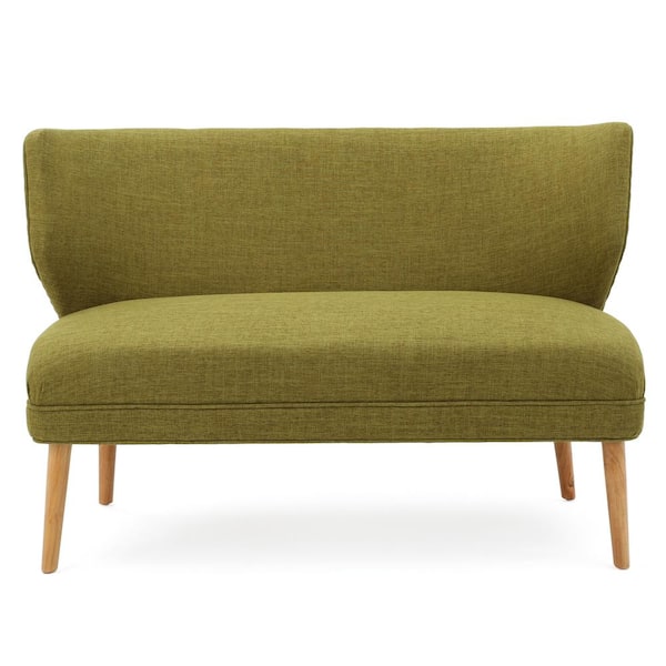 Noble House Mariah Green Polyester 2-Seater Loveseat with Tapered Wood Legs